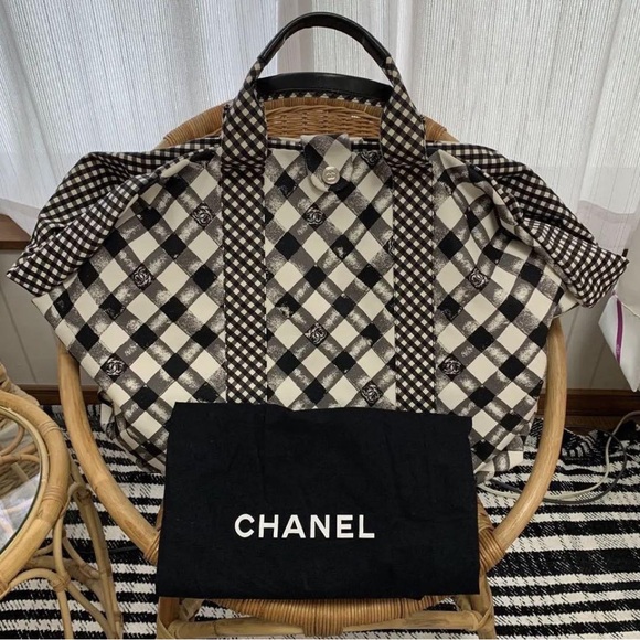 CHANEL Cruise Line Gingham Check Canvas Bag 240330T - Picture 3 of 3
